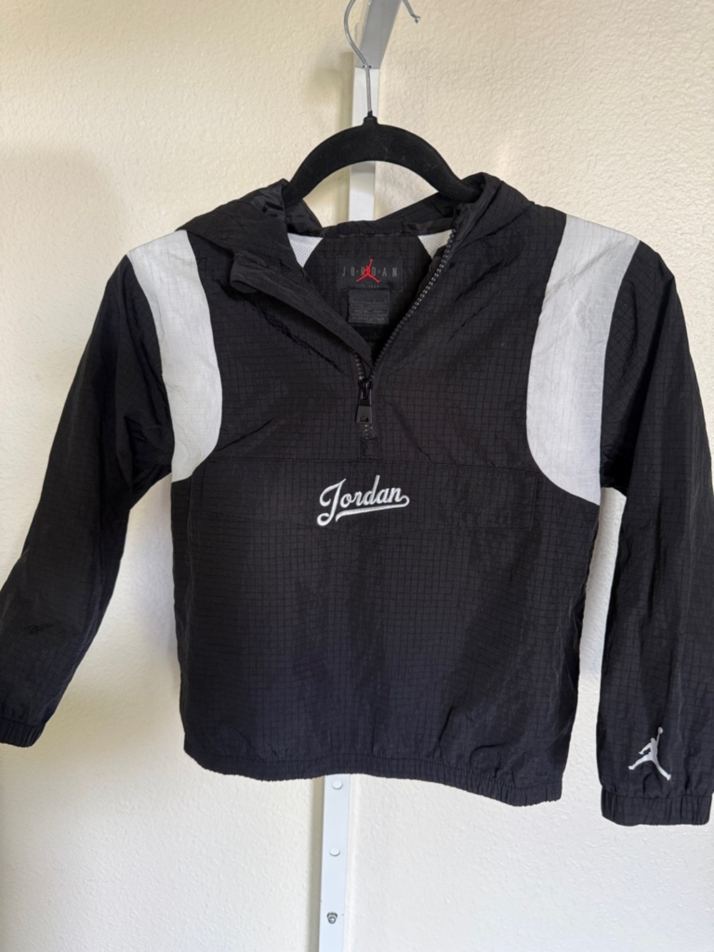 Jordan MJ Flight MVP Big Boys Black Jacket with White Shoulder Panels